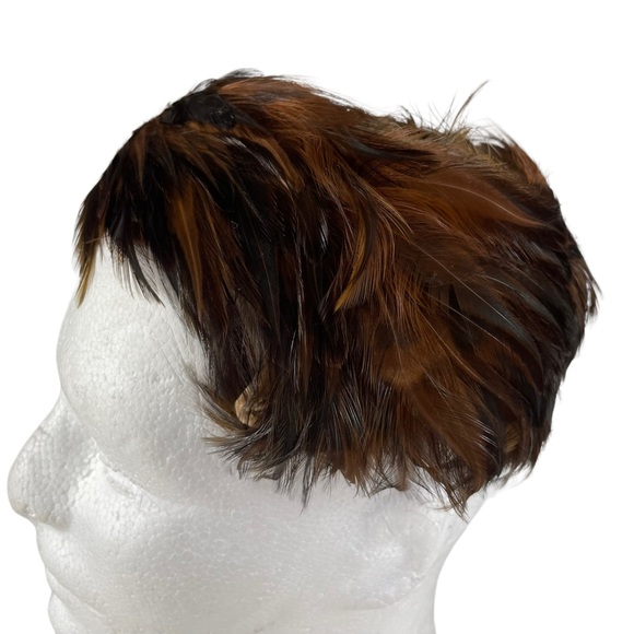 Vintage Pheasant Feather Hairline Style Casque 1940s Colorful Flapper Elegant OS main image 9